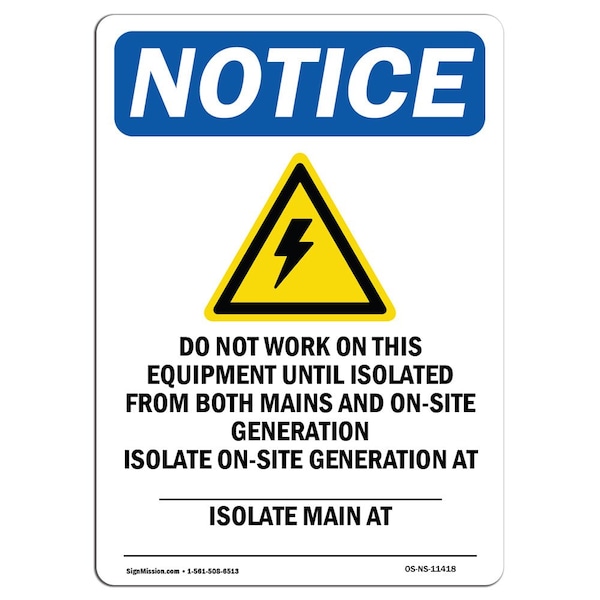 Safety Sign, OSHA Notice, 5" Height, Do Not Work On This Sign With Symbol, Portrait, 10PK